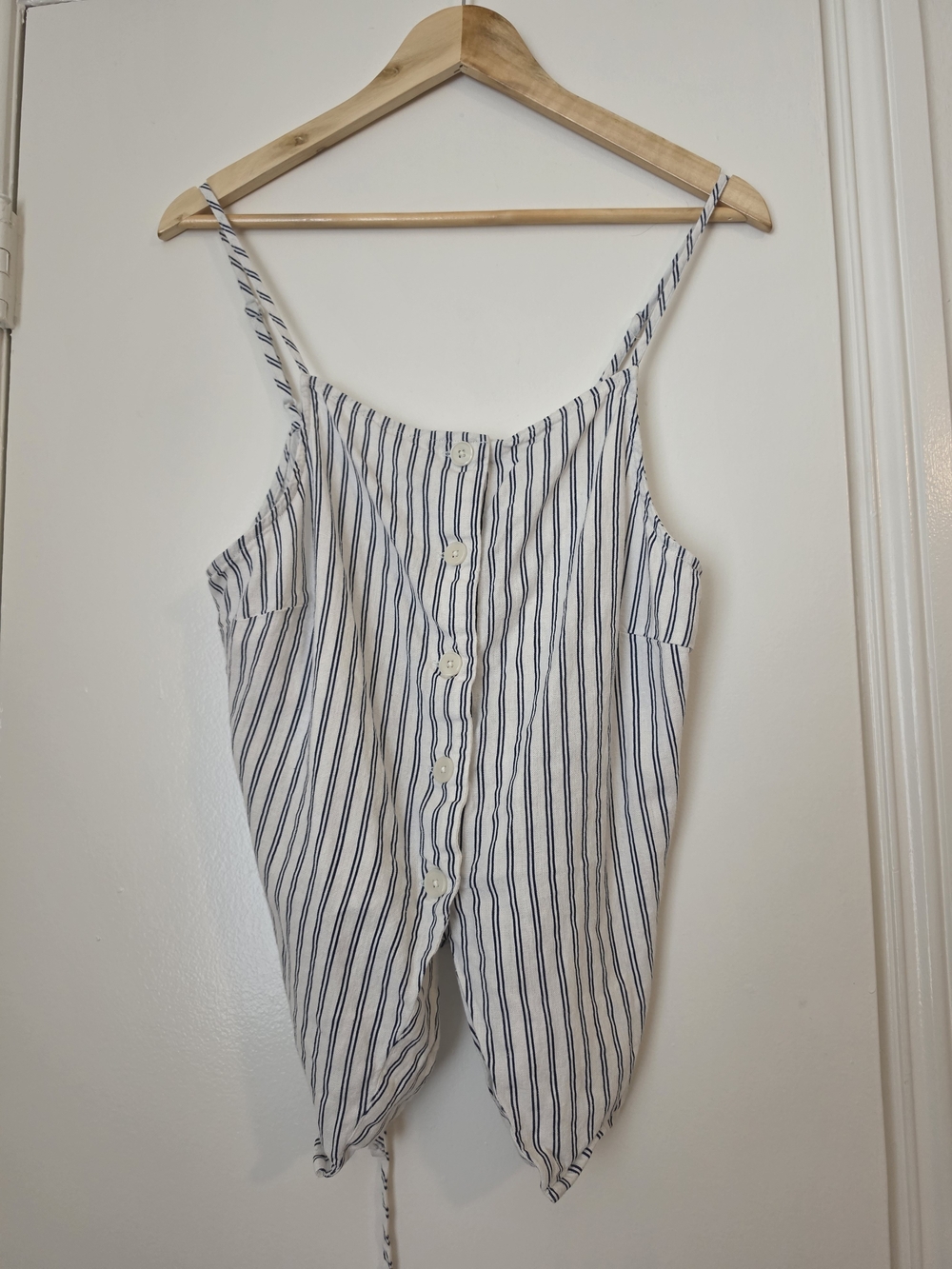 a new day Linen Blend Striped Tie-Back Cami Tank Top